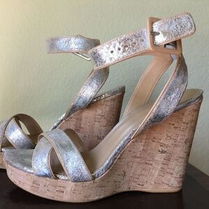 STUART WEITZMAN Wedge SANDALS Size: 11 US / 42 EU New SHIP FREE Metallic Leather
